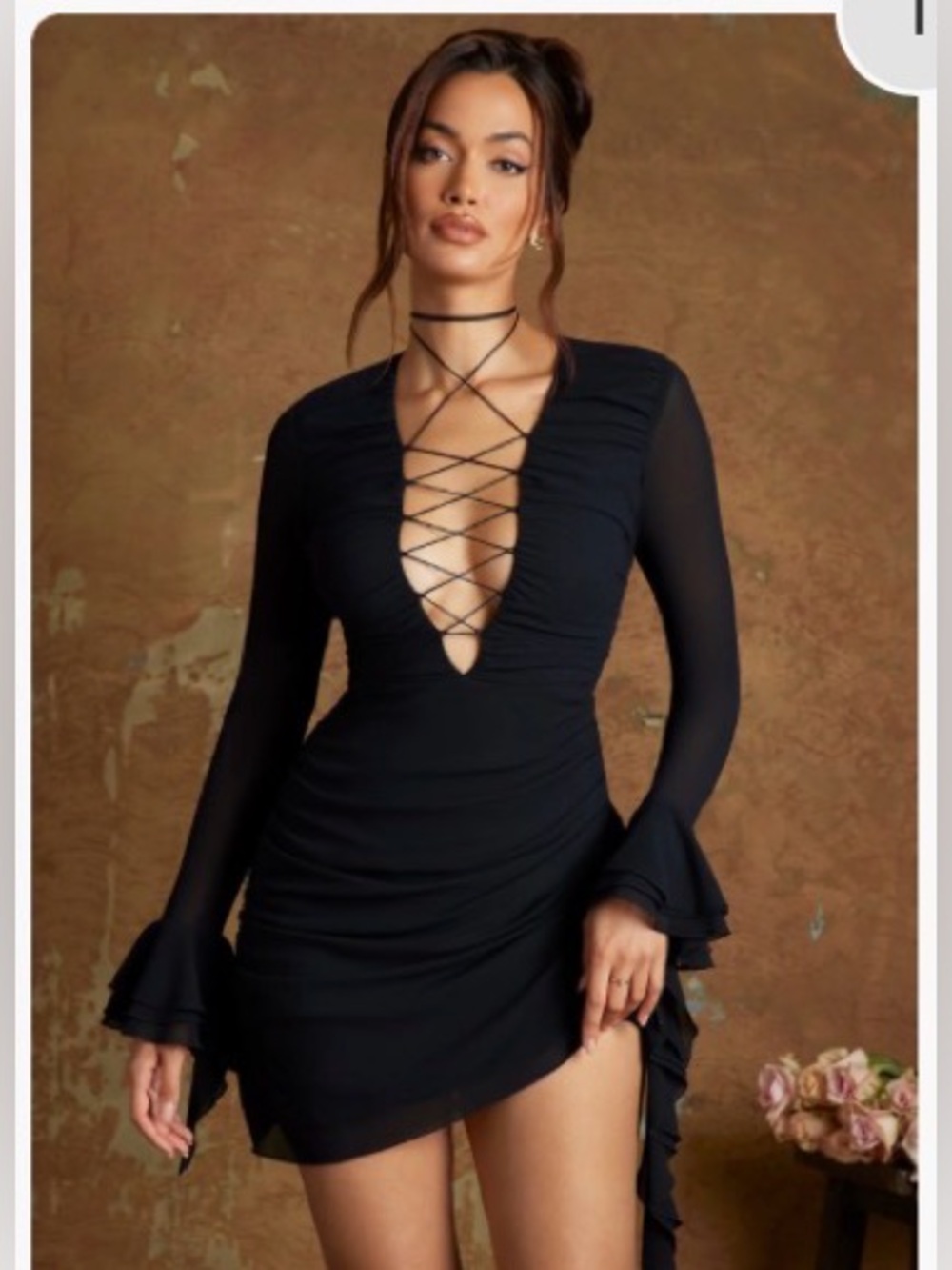 Oh Polly Lace Up Front Mini Dress